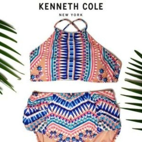 Kenneth Cole NWT Caracas halter top bikini top festival boho high neckline small - Picture 2 of 5